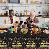 Tevxj 3 Pack Happy Anniversary Tablecloth Disposable Anniversary