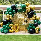 Double Stuffed Dark Green Black Gold Balloon Arch Kit 104Pcs Emerald