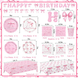 Pink Bow Happy Birthday Decorations Set for 24: Bachelorette Party