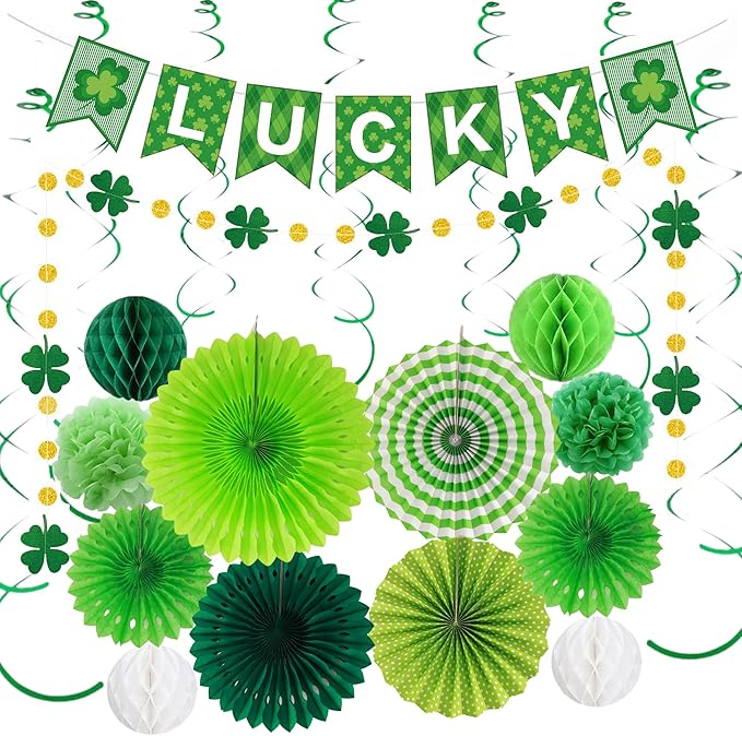 Lucky St Patrick's Day Decorations Set 21Pcs Green Shamrock Party