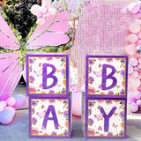Baby Boxes with Letters and Butterfly Balloons for Gender Reveal