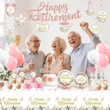171pcs Floral Retirement Decorations for Women Tableware Set 20