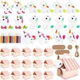 67 Pcs Unicorn Party favors Include 16 Mini Plush Unicorn Keychains