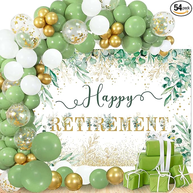 Happy Retirement Party Decorations Set Eucalyptus Leaves Retired