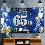 Happy 65th Birthday Decorations 65th Blue & Silver Balloon Large