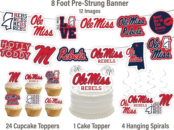 Ole Miss Party Supplies for Football, Birthday Gift, Graduation Party