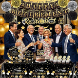 Retirement Party Decorations Black and Gold Napkins Plates