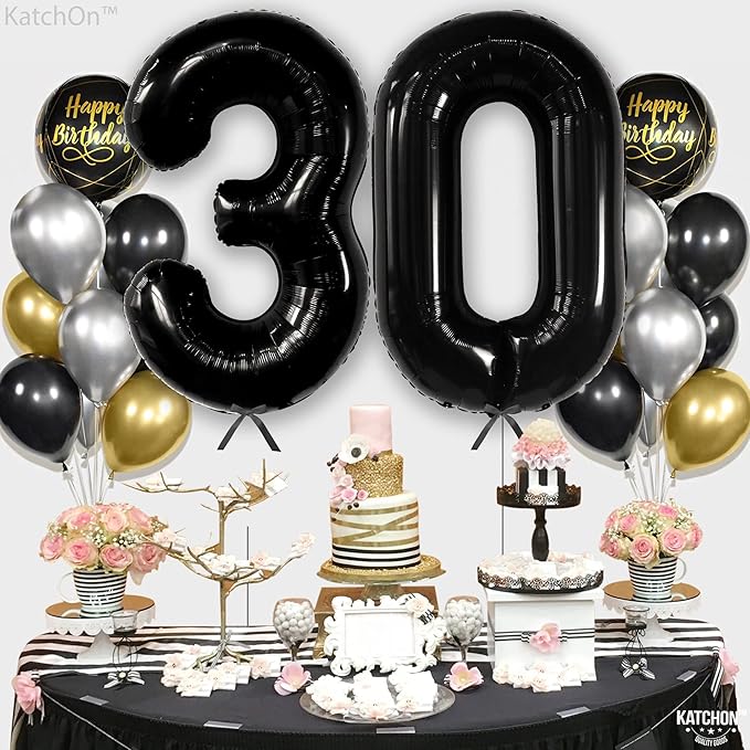 Large, Black 0 Balloon Number - 40 Inch | Foil Number Balloons for