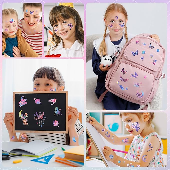Ozepao Glitter Temporary Tattoos for Girls, 12 Sheets of Mixed