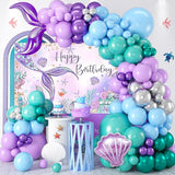 Mermaid Birthday Party Decorations 105pcs Purple Mermaid Birthday
