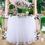 2 Pack 6ft White Tulle Table Skirts for wedding Bridal Shower White