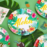 Paper Plates 9 Inch Disposable Tropical Hawaiian Luau Design 40Pcs