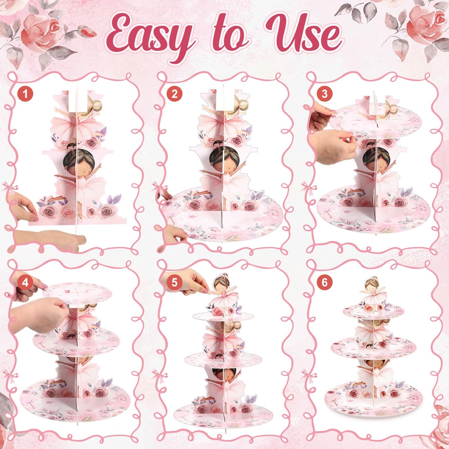 Widecook 3 Tier Ballerina Party Decoration Ballerina Cupcake Stand