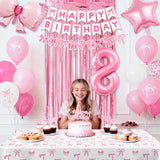 8th Pink Birthday Decorations for Girls, Pink Bow Coquette Birthday