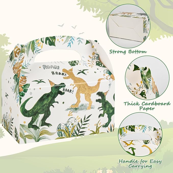 DjinnGlory 36 Pack Dinosaur ROAR Treat Boxes Gable Boxes Party Favor