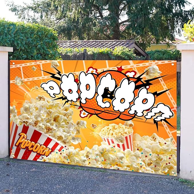 Popcorn Backdrop Movie Night Photography Background Carnival Cinema