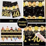 Uiorgui 2pcs 40th Birthday Tablecloth, Black Gold 40th Birthday
