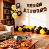 Happy New Year Party Decorations Black & Gold Balloons Happy New