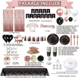 295 Pcs Black And Rose Gold Birthday Decorations Birthday