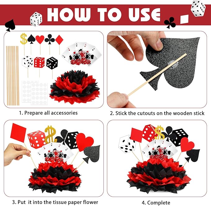 12 Sets Casino Themed Party Decorations Table Centerpieces Casino