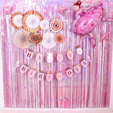 BRAVESHINE 1 Purple 1 Pink Streamers Party Backdrop - 3.2 ft x 8.2 ft
