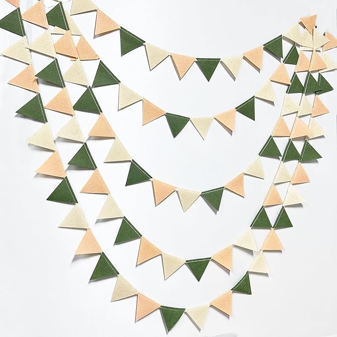 Sage Green Party Decorations Olive Green Tan Brown Cream Felt Hanging