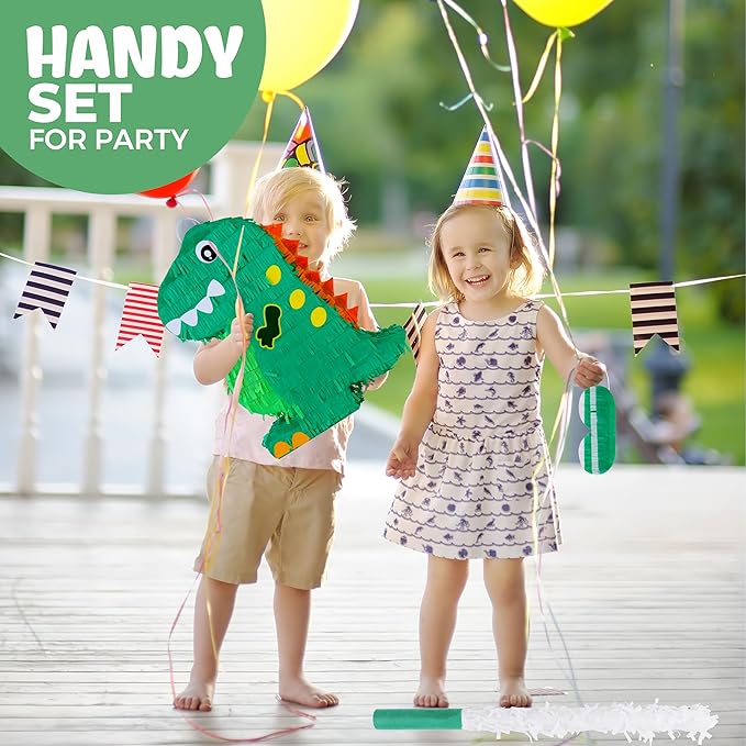 Dinosaur Pinata Bundle with a Blindfold and Bat 17x13x4 Inches
