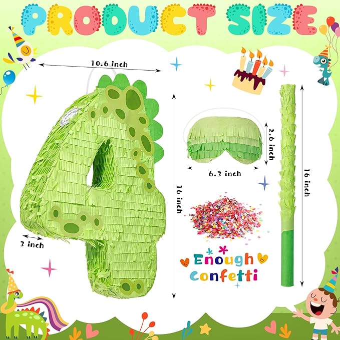 Poen 16 Inch Dinosaur Piñata Number 1 2 3 4 5 6 7 8 9 for Kids