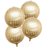 Disco Ball Balloons 4PC,Foil Disco Balloons 22 Inch 4D Round White