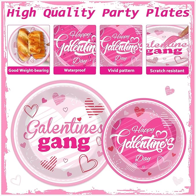 96 Pcs Galentine's Day Party Plates Napkins Tableware Set Galentines