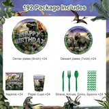 192 Pcs Dinosaur Birthday Party Supplies Jurassic Dinosaur Plates