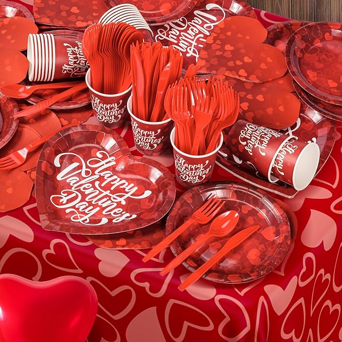 183PCS Happy Valentine's Day Party Supplies Red Love Heart