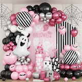 Halloween Balloons Arch Kit Pink and Black Balloons Garland with