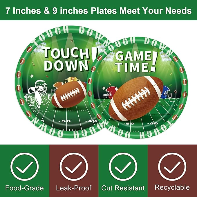 Football Party Supplies Plates and Napkins Tableware Set Football