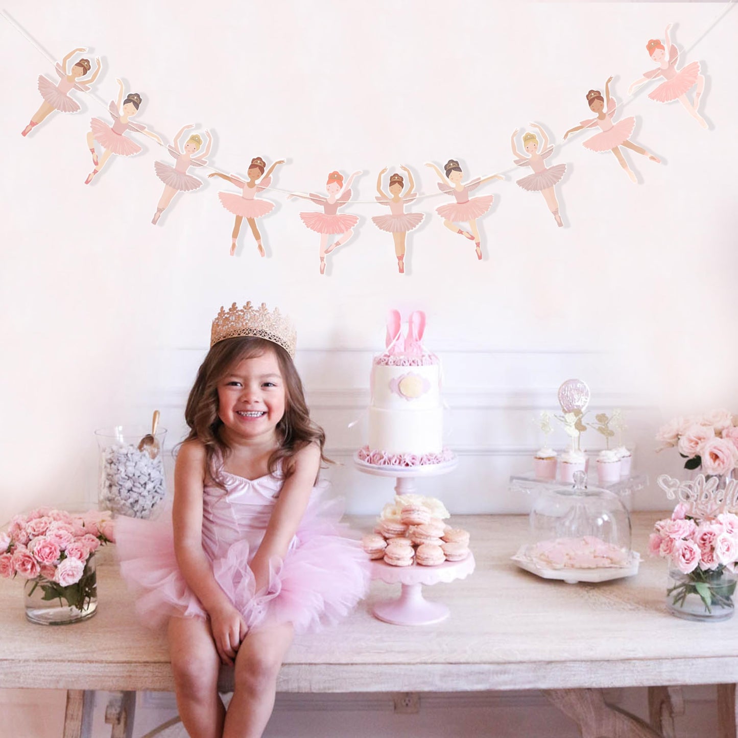 Ballet Girls Birthday Decorations - Ballerina Party Garland,Pink