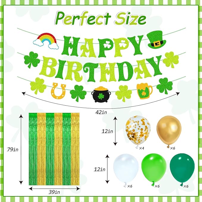 St Patrick's Day Birthday Party Decorations Shamrock Birthday Banner