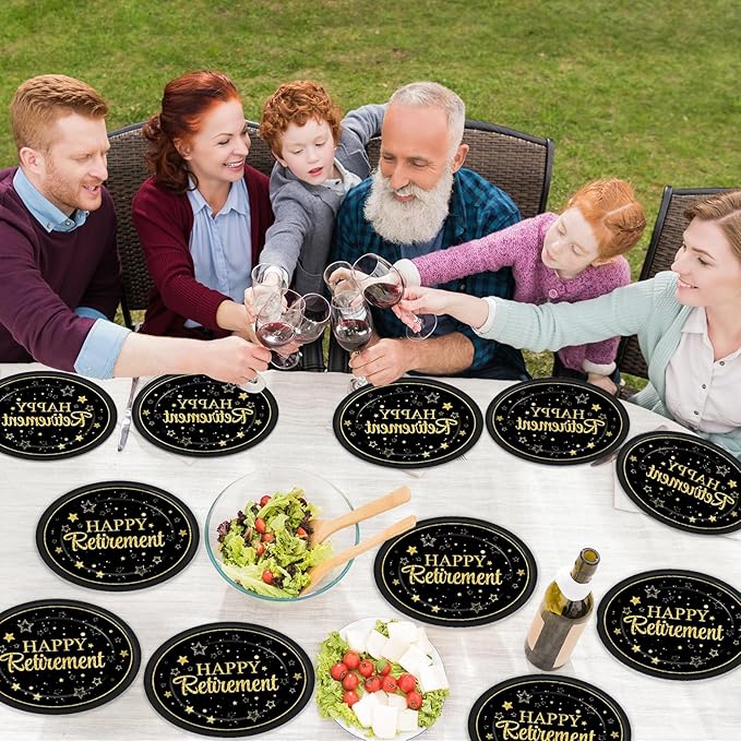 50Pcs Happy Retirement Party Oval Plates 11 Inch Large Retirement