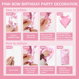Pink Bow Birthday Decorations for Girls Women, Coquette Birthday