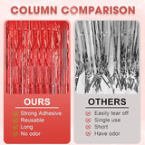 Voircoloria 3 Pack 3.3 x 8.2 ft Laser Red Foil Fringe Backdrop