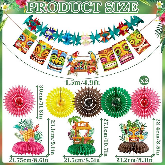 Hawaiian Luau Party Decorations Tropical Beach Aloha Palm Leaves