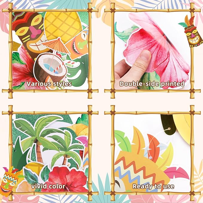 Pre Strung Hawaiian Aloha Party Banner Decorations Large Flamingo