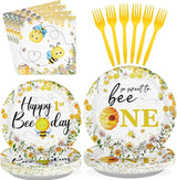 96Pcs Bee 1st Birthday Party Supplies Honey Bee Baby Shower Plates