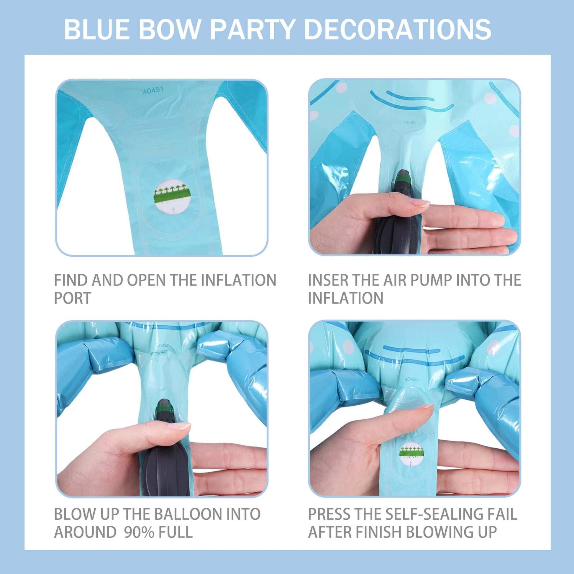 Blue Bow Birthday Decorations for Girls, Coquette Party Supplies with