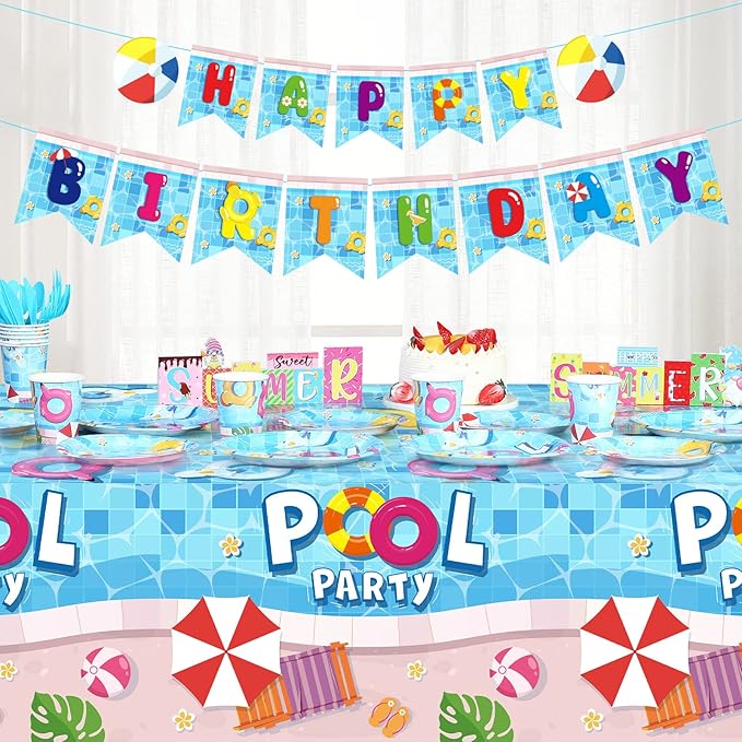 172 Pcs Pool Party Supplies Serves 24 Include Summer Beach