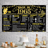 DARUNAXY 61st Birthday Black Gold Party Decoration, Back in 1965