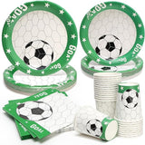96pcs Soccer Plates Green and White Soccer Party Theme Paper Plates