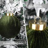 Velvet Ornaments for Christmas Tree Decorations - Moss Green Xmas