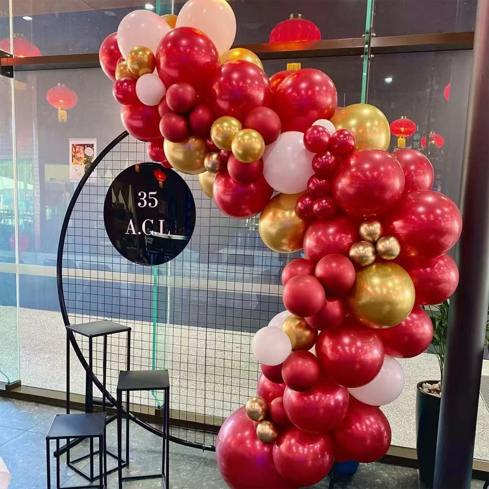 Red and Gold Balloon Arch Kit, Metallic Gold and Red Balloon Garland