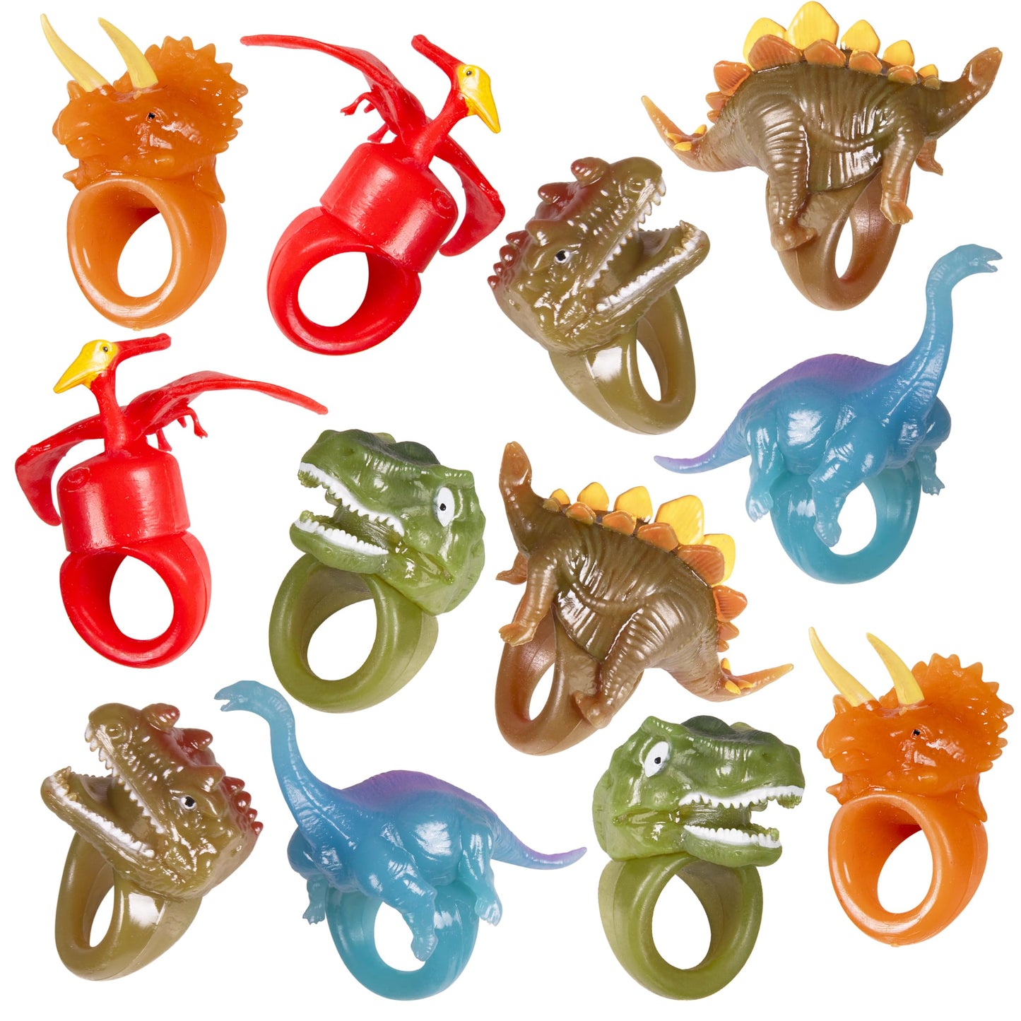 Kangaroo 12 Pack Dinosaur LED Light up Rings Bulk - Flashing Colorful