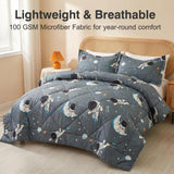 JSD Grey Astronaut Kids Comforter Set Full Size, 3 Piece Space Theme